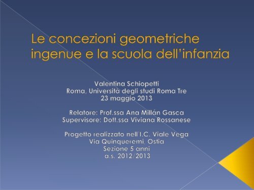 Le concezioni geometriche ingenue e la scuola dell'infanzia