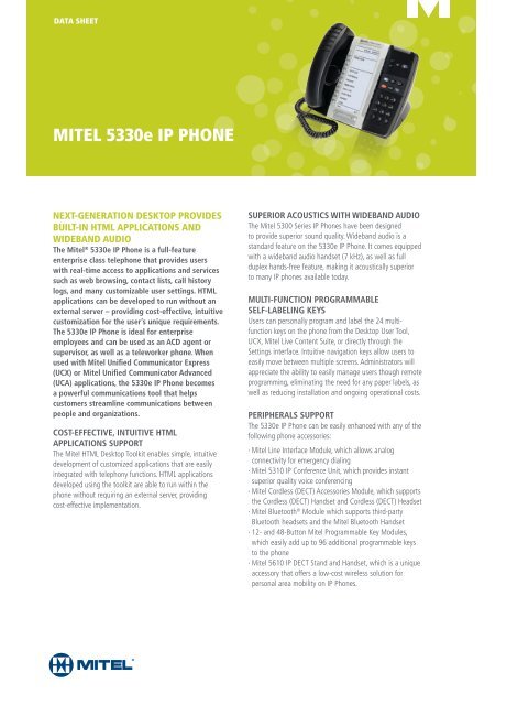 Mitel 5330e IP Phone Data Sheet (PDF) - IPC Communications