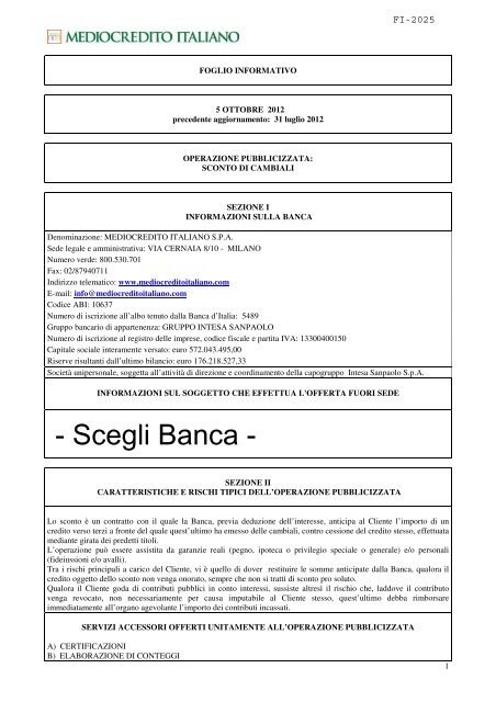 Sconto di cambiali - Intesa Sanpaolo.