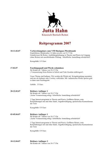 Jutta Hahn, VFD Übungsleiterin / Rittführerin - Klassisch Reiten ...