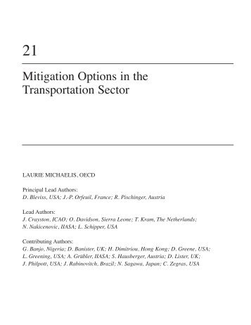 Mitigation Options in the Transportation Sector - (IPCC) - Working ...