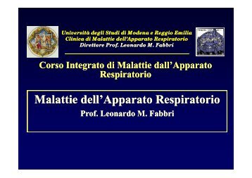 Introduzione al Corso - Clinica malattie apparato respiratorio
