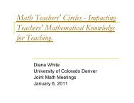 Math Teachers' Circles - Impacting Teachers' Mathematical ...