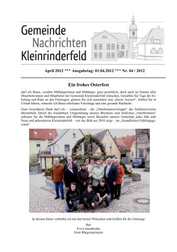 Mittwoch, 04. April 2012, von 18.00 Uhr - Gemeinde Kleinrinderfeld