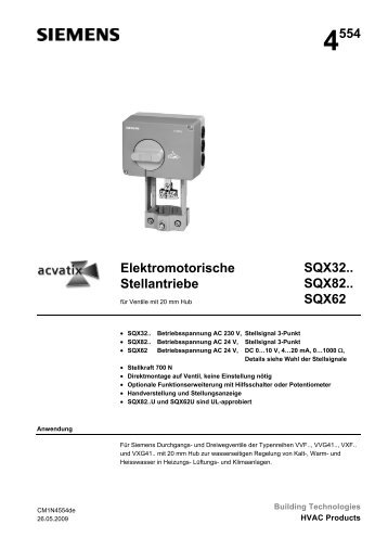 4554 Elektromotorische Stellantriebe SQX32.. SQX82.. SQX62