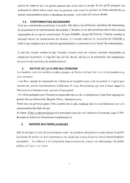 Etude de la qualitÃ© microbiologique du poulpe (Octopus ... - BEEP