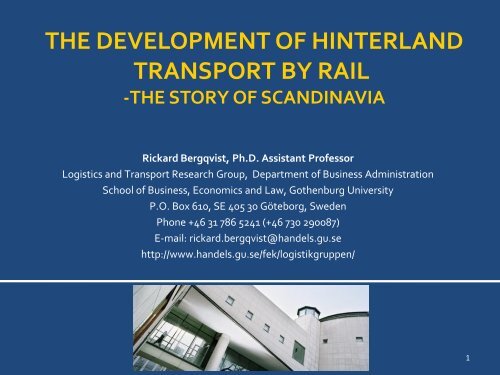 the development of hinterland transport by rail - Dryport