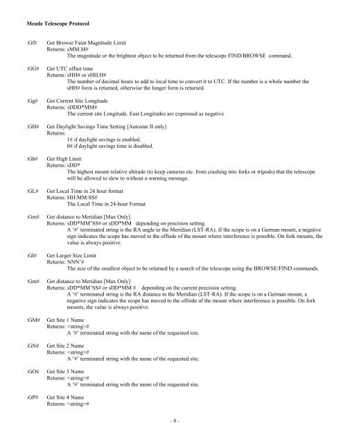 Meade Telescope Serial Command Protocol