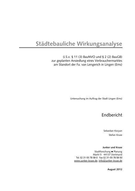 Städtebauliche Wirkungsanalyse - Stadt Lingen