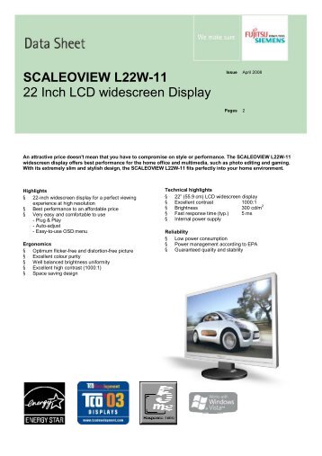SCALEOVIEW L22W-11 22 Inch LCD widescreen Display