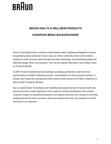 BRAUN – Media Backgrounder EN - KAZ Europe