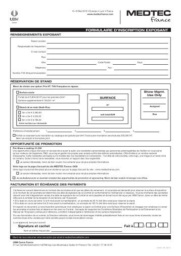 FORMULAIRE D'INSCRIPTION EXPOSANT ... - MEDTEC France