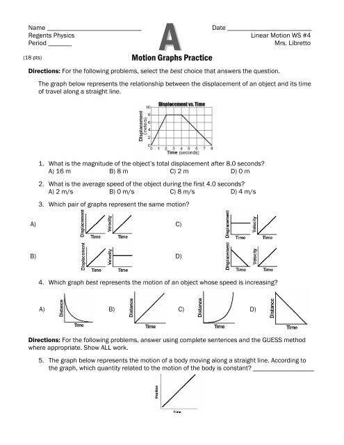 Honors Physics: Graphing Motion