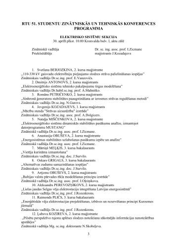 rtu 51. studentu zinātniskās un tehniskās konferences ... - Aleph Files