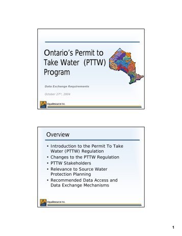 Ontario's Permit to Take Water (PTTW) Program - RDX