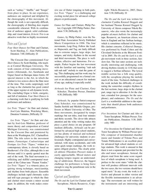 Volume 33 Number 3 June 2006 - International Clarinet Association
