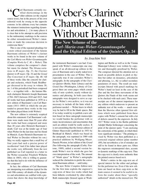 Volume 33 Number 3 June 2006 - International Clarinet Association