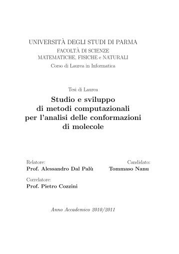 Studio e sviluppo di metodi computazionali per l'analisi delle ...