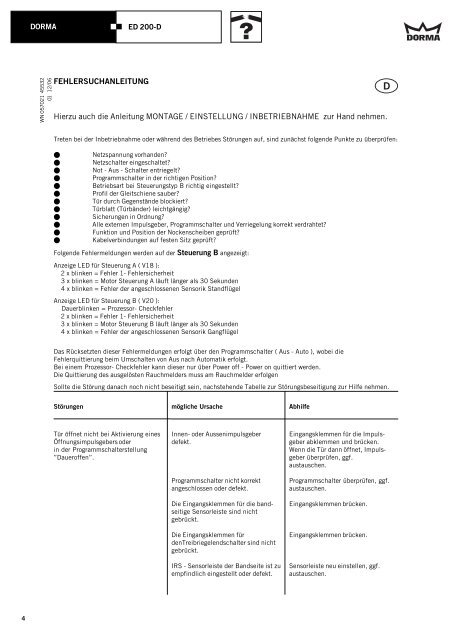 ED 200-D Operation manual Bedienungsanleitung 194 552-01-6-50