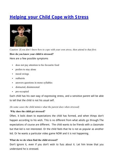 Helping your Child Cope with Stress