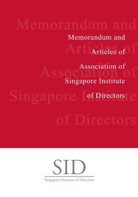 Memorandum and Articles of Association of Singapore Institute of ...