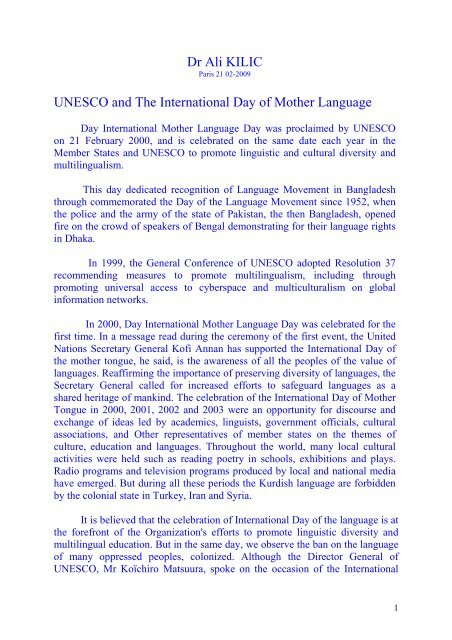 UNESCO and The International Day of Mother Language - Pen-Kurd