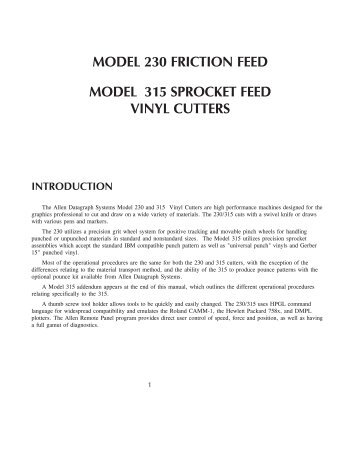 MODEL 230 FRICTION FEED MODEL 315 ... - Allen Datagraph