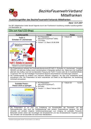 Ausbildungshilfen - Bezirksfeuerwehrverband Mittelfranken