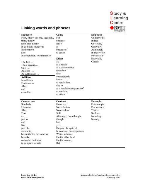 Linking Words And Phrases Pdf