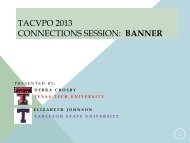 TACVPO 2013 Connections Session: Banner