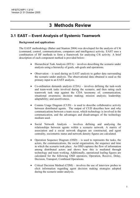 A Review of the Event Analysis of Systemic Teamwork Methodology