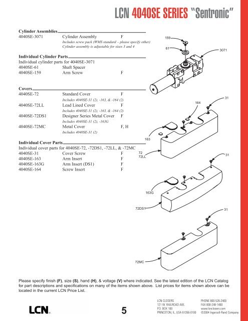 LCN 4040SE SERIES “Sentronic” - Ingersoll Rand