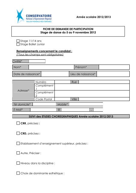 fiche demande participation danse toussaint 2012 - CNRR