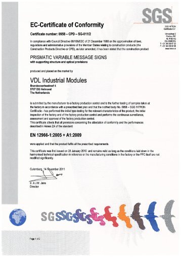 EC-Certificate of Conformity """ - VDL