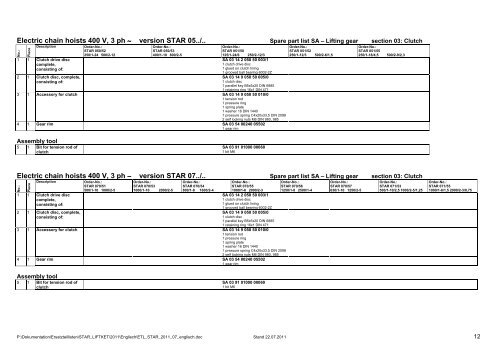 SPARE PART LIST STAR LIFTKET - liftket.de