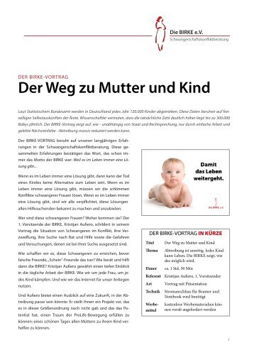 Der Weg zu Mutter und Kind - Die BIRKE eV