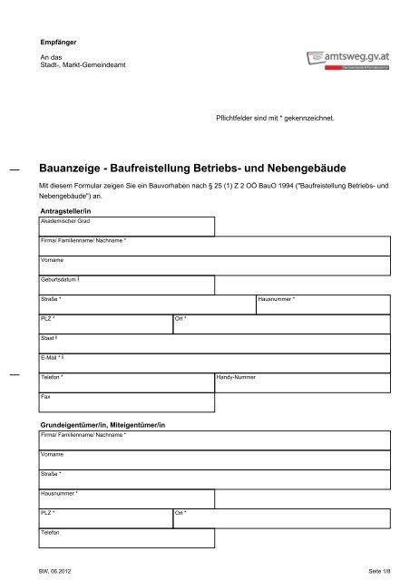 Bauanzeige Baufreistellung Betriebs Und Nebengeba Ude