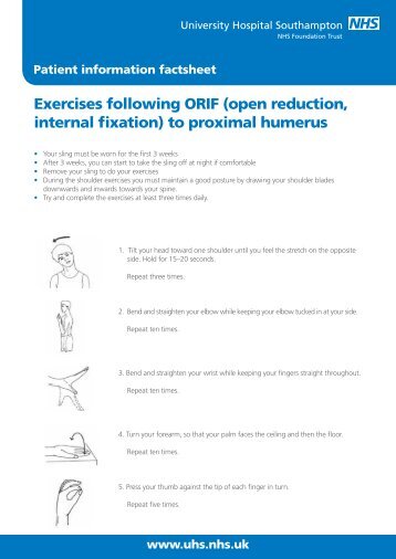 Exercises following ORIF to proximal humerus