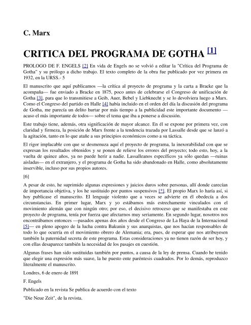 Crítica al Programa de Gotha - Juventud PSUV