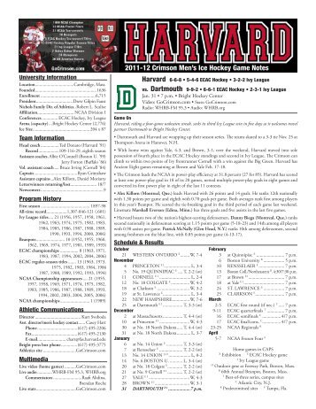 2011-12 Crimson Men's Ice Hockey Game Notes - Dartmouth ...