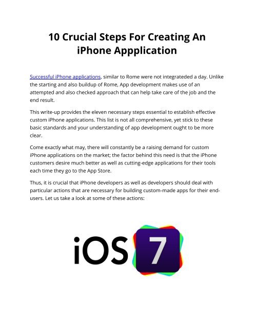 10 Crucial Steps For Creating An iPhone Appplication
