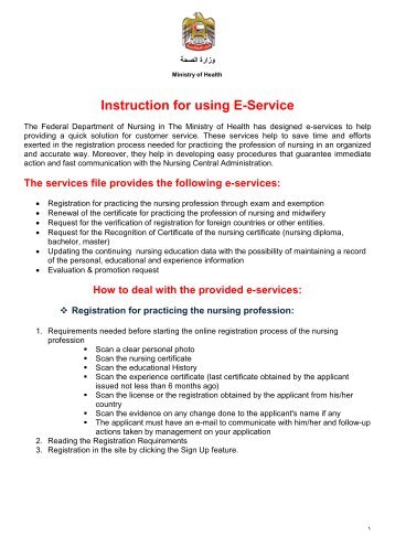 FDON E-Service Instructions Manual - Federal Department of Nursing