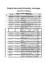 Gujarat Ayurveda University, Jamnagar List of Ph. D theses