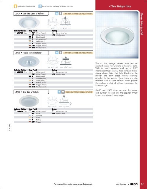 general purpose line voltage downlighting - LITON Lighting