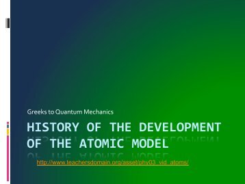 HISTORY OF THE DEVELOPMENT OF THE ATOMIC MODEL