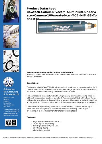 Product Datasheet - Submarine Manufacturing and Products Ltd