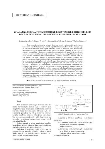 značaj izvoğenja testa osmotske rezistencije eritrocita kod dece sa ...