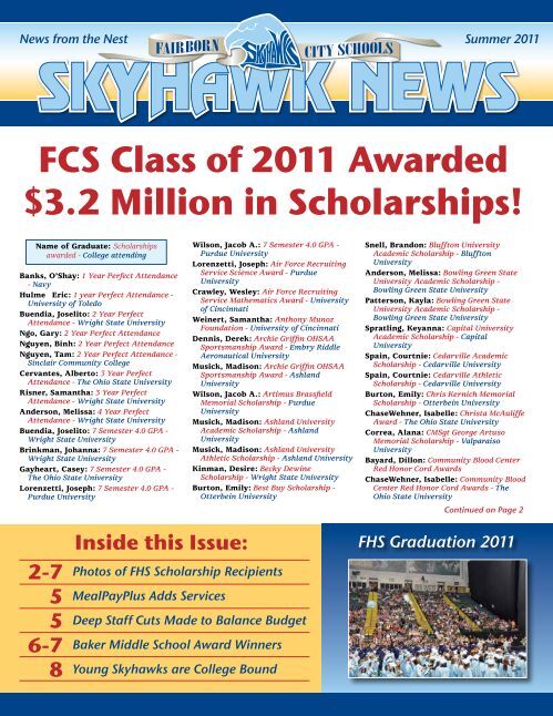 Fcs Classes FCS Class of 2011 Awarded $3.2 Million in - Fairborn City Schools