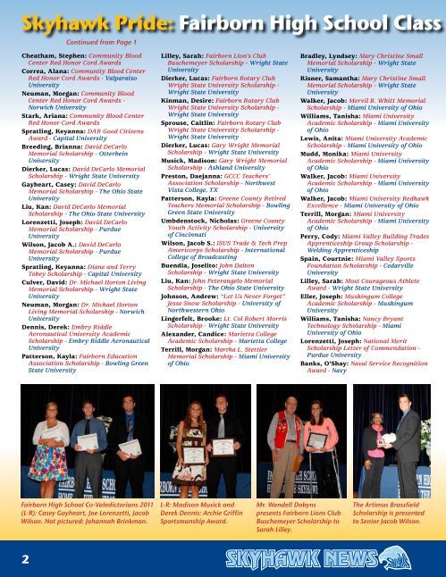 Fcs Classes FCS Class of 2011 Awarded $3.2 Million in - Fairborn City Schools