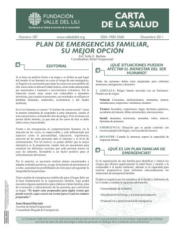 plan de emergencias familiar, su mejor opciÃ³n - Fundacion Valle del ...